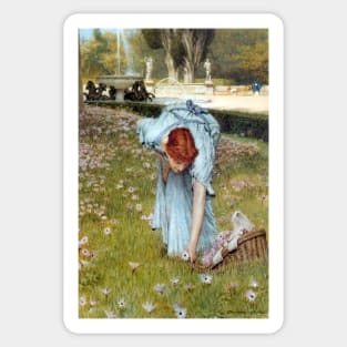 Spring in the Gardens of the Villa Borghese - Sir Lawrence Alma Tadema Sticker